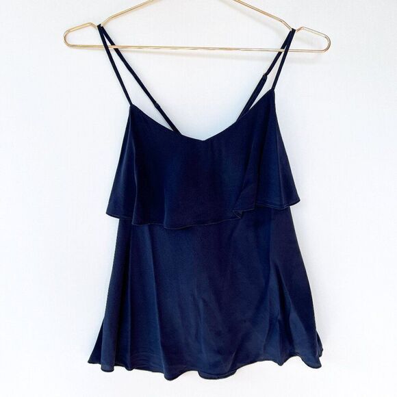 Lilly Pulitzer Tops - Lilly Pulitzer Navy Blue 100% Ruffle Criss Cross Back Tank Top